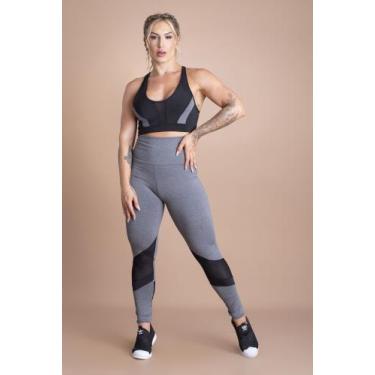 Imagem de Conjunto Fitness Feminino Calça Legging Cintura Alta Detalhe Na Perna 