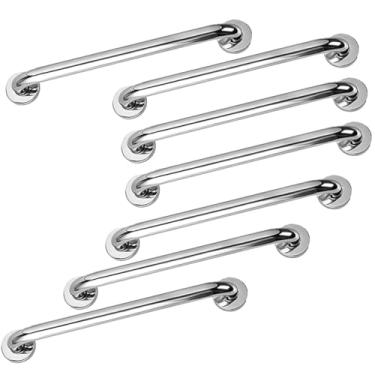 Imagem de Alça Apoio Aço Inox 50Cm Kit 7 Uni Suporte Anti Queda Idoso Gestante PCD Acessibilidade Box Banheiro Corrimao Escada Segurança