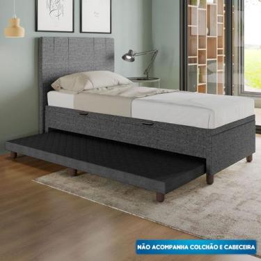 Imagem de Base Cama Baú Solteiro com Cama Auxiliar c/colchão conjugado Linho - S