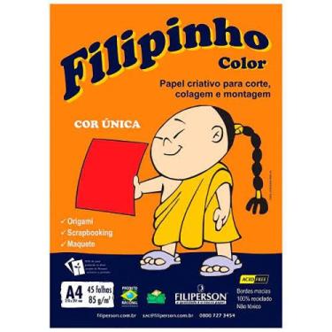 Imagem de Bloco de Papel Vermelho Tamanho A4 45 Folhas 85g/m² Filipinho - Filipe