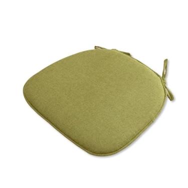 Imagem de DSUTMLE Almofada de assento antiderrapante com laços almofada de cadeira de linho de algodão quatro estações cor sólida respirável cor sólida almofada para cadeira de escritório, cadeira de mesa