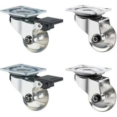 Imagem de Rodizio Cromado Para Móveis Roda Gel Com Freio E Sem Kit - Movifacil