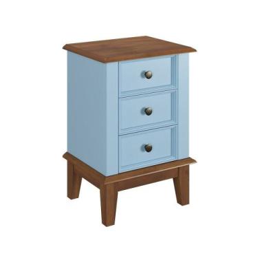 Imagem de Mesa de Cabeceira Madeira Maciça - Apaixone&Decore, Azul Claro