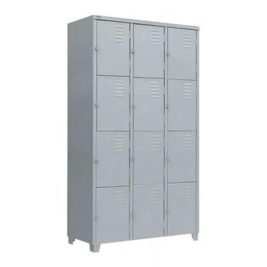 Imagem de Armário Roupeiro De Aço Locker Vestiário com 12 Portas Guarda-Volumes 