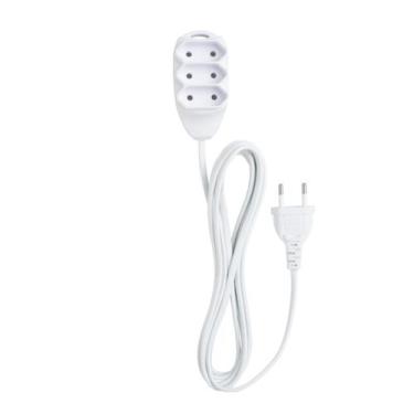 Imagem de Extensao Eletrica 3 Tomadas 2 Pinos 10a 5m Branca Intelbras