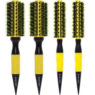 Imagem de Kit 4UN escova térmica ceramica yellow 57MM 35MM marco boni - Genérico