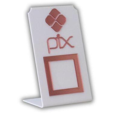 Imagem de Placa Pix Para Pagamento QR Code Branca - Kit 4 UNID COR:Branco com Ro