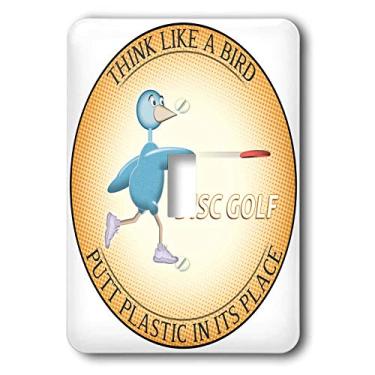 Imagem de 3dRose lsp_19465_1 Think Like A Bird 2 Mostra um pássaro azul se divertindo brincando disco Frisbee Golf interruptor único