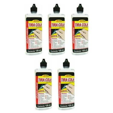 Imagem de Kit 5 Tira Cola 120ml Remove Cola Adesivo Chiclete Duplaface Pro Allch