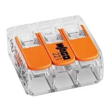 Imagem de Kit 3 Conector 221 Wago 3 Polos 6mm 41a Profissional