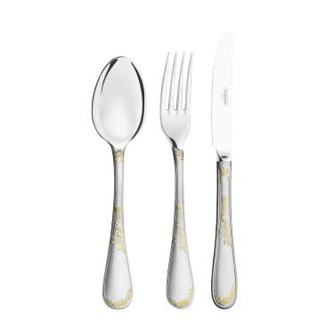 Imagem de Faqueiro Tramontina Renascença Em Aço Inox Detalhes Em Ouro Estojo De Madeira 101 Peças