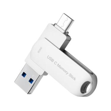 Imagem de Pen Drive USB C de 256 GB para celular, HUPINS 170 MB/s de alta velocidade USB Flash Drive, cartão de memória multiportas, compatível com telefone/tablet e PC Android (prata)