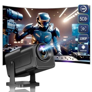 Imagem de HIPPUS Mini Projetor Inteligente com WiFi e Bluetooth, Full HD 1080P, Keystone Automático, Projeção de Teto Portátil 4K, Wi-Fi 6, Android 11.0 (Preto)