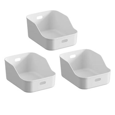 Imagem de NEPA Market Caixas/Organizadores de Armazenamento de Plástico Branco - Cestos de Despensa, Caixas para Prateleiras, Organizador e Armazenamento para Banheiro, Quartos, Cozinhas e Muito Mais - Tamanho