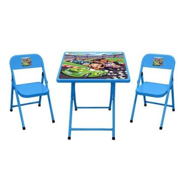 Imagem de Conjunto Infantil com Mesa e 2 Cadeiras Azul - Modern