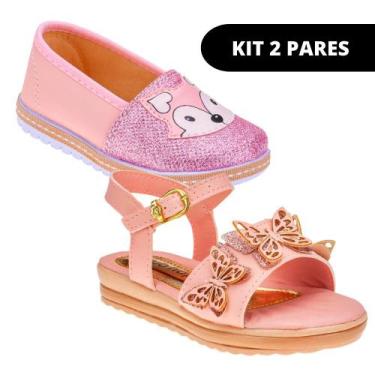 Imagem de Kit 2 Pares Sapatilha e Sapatilha Infantil Feminina Menina Escolar - C