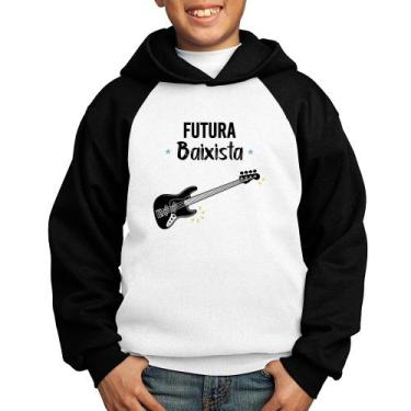 Imagem de Moletom Infantil Futura Baixista - Foca na Moda, Branco, Preto, 10