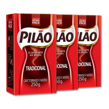 Imagem de Café Pilão Torrado e Moído Tradicional 3 Pacotes de 250g