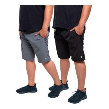 Imagem de Kit 2 Bermuda Masculina Short Plus Size Tactel Premium com Elastano - 