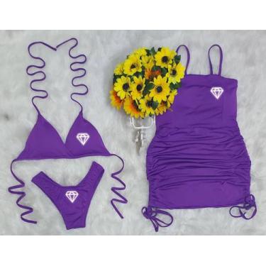 Imagem de Biquíni Com Bojo Asa delta + Vestido Com Bojo - gringas model, Roxo, Ú