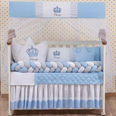 Imagem de Kit Berço Americano Cabeceira Coroa Principe Azul Menino 12 peças com 