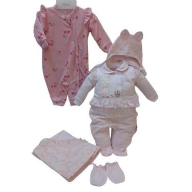 Imagem de Kit 5 Pçs Saída Maternidade Bebê Menina LeBhua Paraiso 13687 - Le Bhua