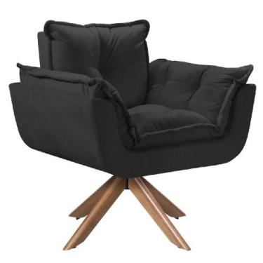 Imagem de Poltrona Opala Giratória Madeira Suede - D Salla, Preto