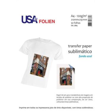 Imagem de Papel Transfer Sublimático Fundo Azul A4 Pacote com 50 Folhas - Usa Fo