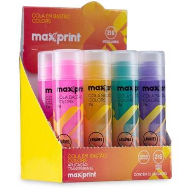 Imagem de Cola em Bastão Colors 21G MAX  4 Cores  Caixa com 12 Unidades - Maxpri