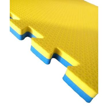 Imagem de Tatame EVA 50cm x 50cm x 2cm Dupla Face Amarelo com Azul Bicolor