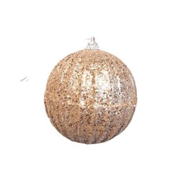 Imagem de Trio de Bola Decorada - 8cm Champagne - Tok da Casa