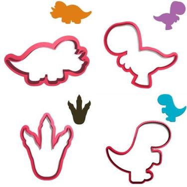 Imagem de Kit 4 Cortadores Dino Trex Baby Triceratops Pegada - DOCE IMPRESSO, 6,