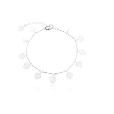 Imagem de Pulseira Prata Feminina Pingente de Coração Hipoalergênica - Enzara Jó
