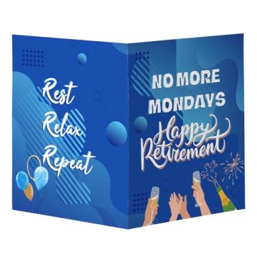 Imagem de NQEUEPN Cartão grande de aposentadoria, 17,32 x 11,02 polegadas Jumbo Happy Farewell Cartão de felicitações No More Mondays Retirement Leaving Card Goodbye Retirement Gift for Men Women