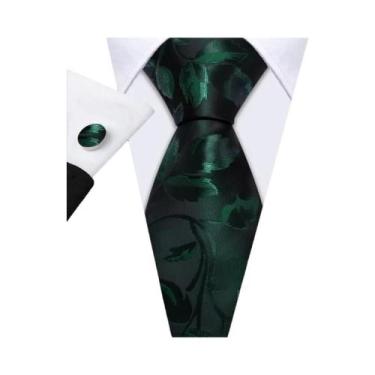 Imagem de Conjunto de Gravata e Abutões Masculinos - Verde Menta, Cerceta, Oliva