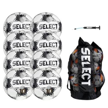 Imagem de SELECT Bola de futebol Numero 10, pacote de 8 bolas com bolsa esportiva e bomba de mão, branco/preto NFHS V25, tamanho 5