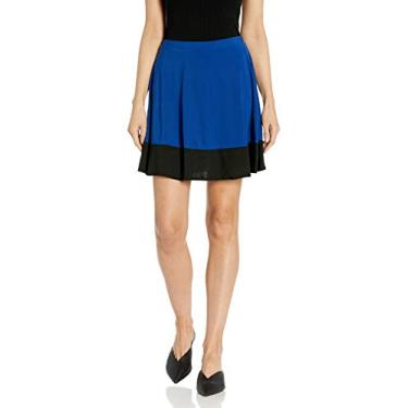 Imagem de Star Vixen Saia patinadora feminina plus size stretch Ity com bainha colorida, Azul royal/preto, P