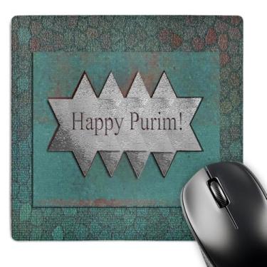 Imagem de 3dRose Mouse pad LLC 20 x 20 x 0,63 cm, Purim Feliz, Estrelas de Davi (mp_43484_1)