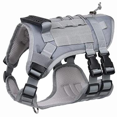 Imagem de DoggieKit Arreio tático para cães pequenos médios grandes sem puxar, arnês de cachorro militar com alça, colete de serviço para cães com painéis Molle e Loop, arnês ajustável para animais de estimação para treinar caminhada de caça