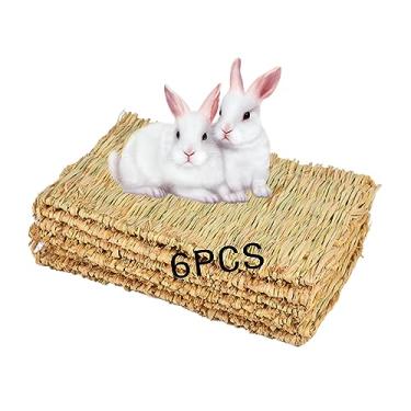Imagem de MUYG Tapete de grama de coelho, tapetes de grama para coelhinhos, cama de tecido de palha natural, animal pequeno, fosco, para dormir, mastigar, aninhar e brinquedos para porquinho-da-índia, hamster e