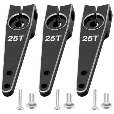 Imagem de 3Pack Vgoohobby 25T Servo Arm Horn Aluminum 25 Teeth Steering Arms Compatible with Futaba Hitec Savox Power HD Servo Motors Fit RC Crawler Car Airplane Plane Boat (1.25inch,Black)