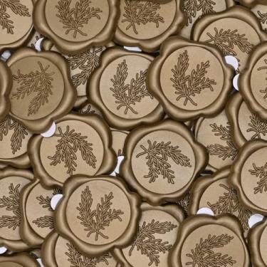 Imagem de SHOWIN Adesivos de selo de cera - ouro antigo, ótimo para convites de casamento, envelopes de cartões, cartas de caracol, pacotes de vinho, ideias de presente de Natal, pacote com 50