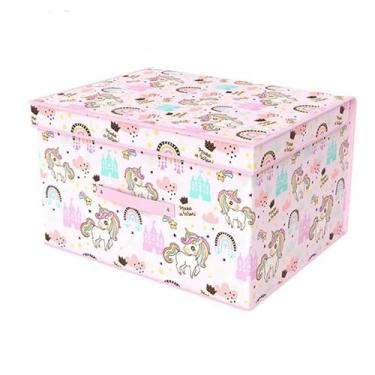 Imagem de Caixa Organizadora Com Tampa 40x30x25CM Multiuso Guarda-Roupas Closet Organizador Brinquedos Objetos Livros 50L(Rosa Unicórnio (9371))