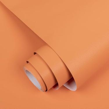 Imagem de Abyssaly Papel de parede laranja, 40 x 500 cm, vinil espesso, autoadesivo, adesivo removível, cozinha, quarto, parede, móveis, gaveta, livros