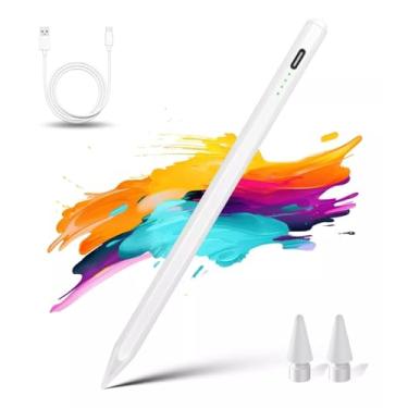 Imagem de Caneta Stylus Universal Para Ipad, Celular, Tablet e Telas Touch, Escrita Suave, Caneta Touchscreen Pencil Branca Para IOS, Android e Windows, Duas Ponteiras Extras