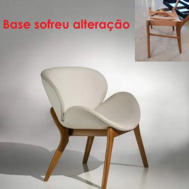 Imagem de Poltrona Brenda Base Imbuia Varias Cores - Datelli Design, Linho Cinza