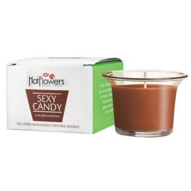 Imagem de Vela Aromatizante Sexy Candy 40gramas HotFlowes Chocomenta - Sex shop 