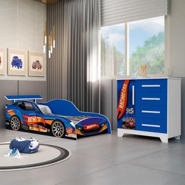 Imagem de Kit Quarto Infantil Carros - Cama Solteiro Proteção Lateral com Colchã