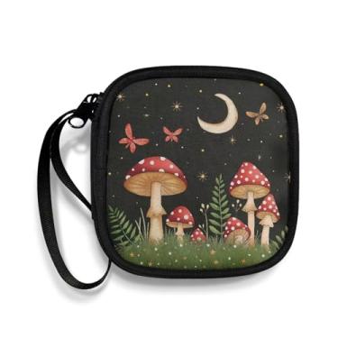 Imagem de Puganiruo Capa para fone de ouvido para carregar cogumelos e lua, bolsa de armazenamento, bolsa de armazenamento para fone de ouvido, Bluetooth