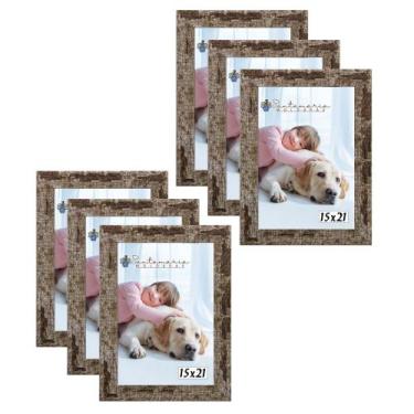 Imagem de Kit 6 Molduras Porta Retrato 15X21 Marrom - Santamaria Molduras